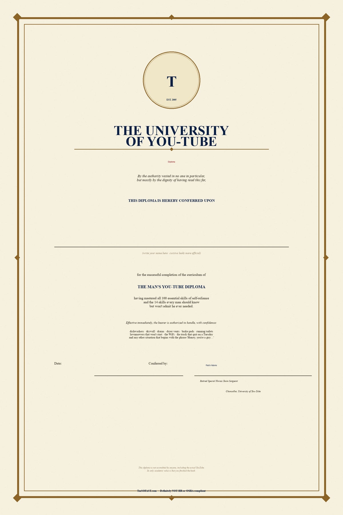 The Man's You-Tube Diploma — 100 Fixes + The Man Zone